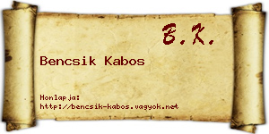 Bencsik Kabos névjegykártya